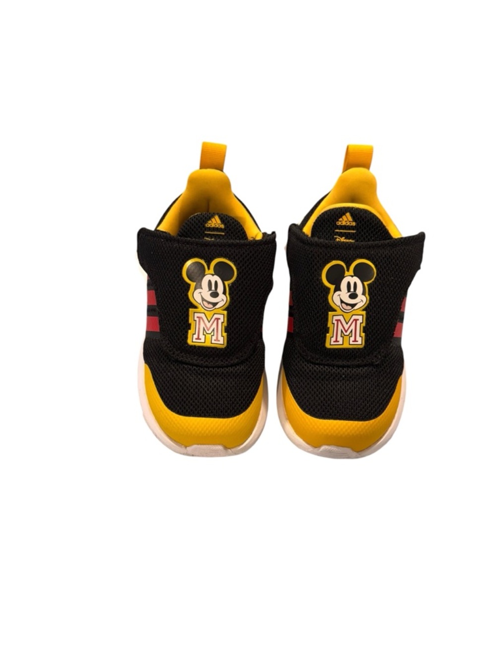 adidas Toddler Size 6 Black Yellow Mickey Sneakers with Red Accents
